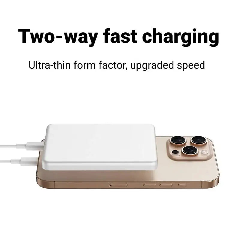 For MagSafe 5000/10000mAh magnetic wireless power bank, it is thin, light and portable, suitable for iPhone12-16 series fast cha