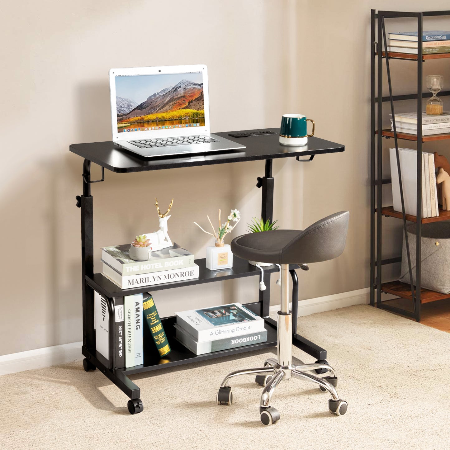 Adjustable Computer Desk with Charging Ports