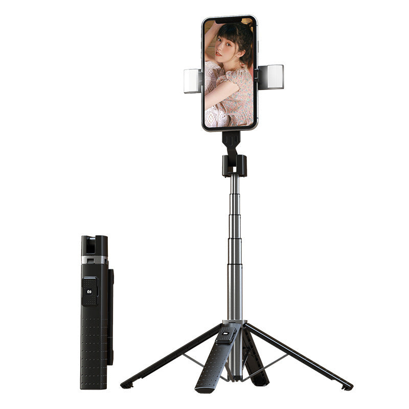 Upgraded Foldable Bluetooth Selfie Stick Extended Wireless Bluetooth Quadrupod with Double Fill Light Stick phone holder