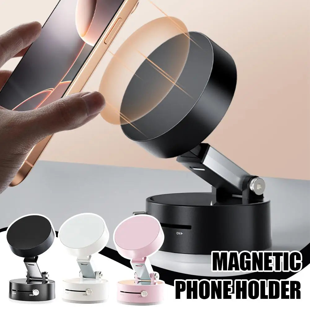 180 Degree Adjustable Vacuum Suction Cup Folding Magnetic Mobile Phone Holder Foldable For Lazy Car Suction Cup Hol V4j8