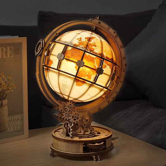 Wooden Globe Lamp 3D Puzzle Games for Birthday Gift for Kids Adults for Home Decor Building Blocks 3D
