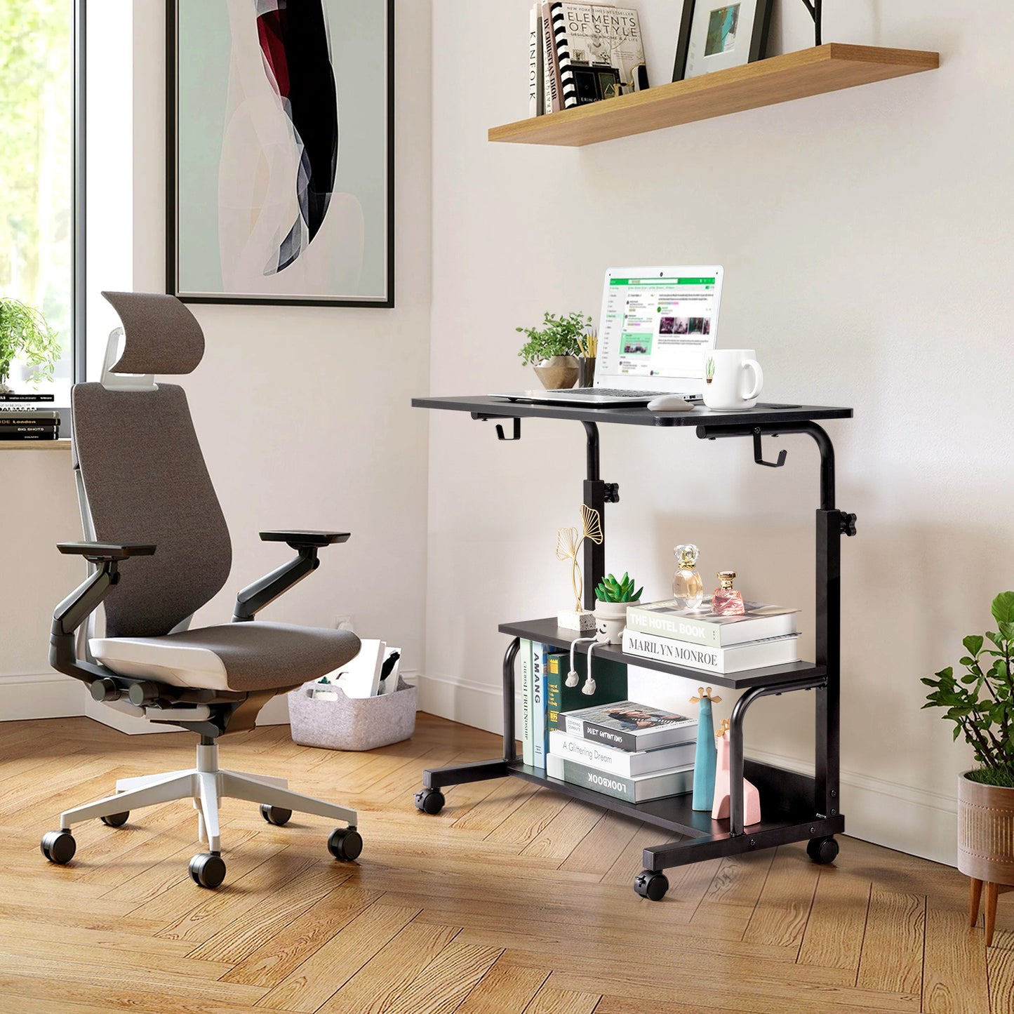 Adjustable Computer Desk with Charging Ports