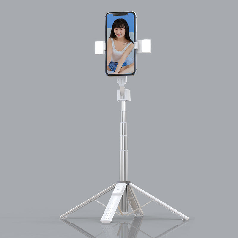 Upgraded Foldable Bluetooth Selfie Stick Extended Wireless Bluetooth Quadrupod with Double Fill Light Stick phone holder