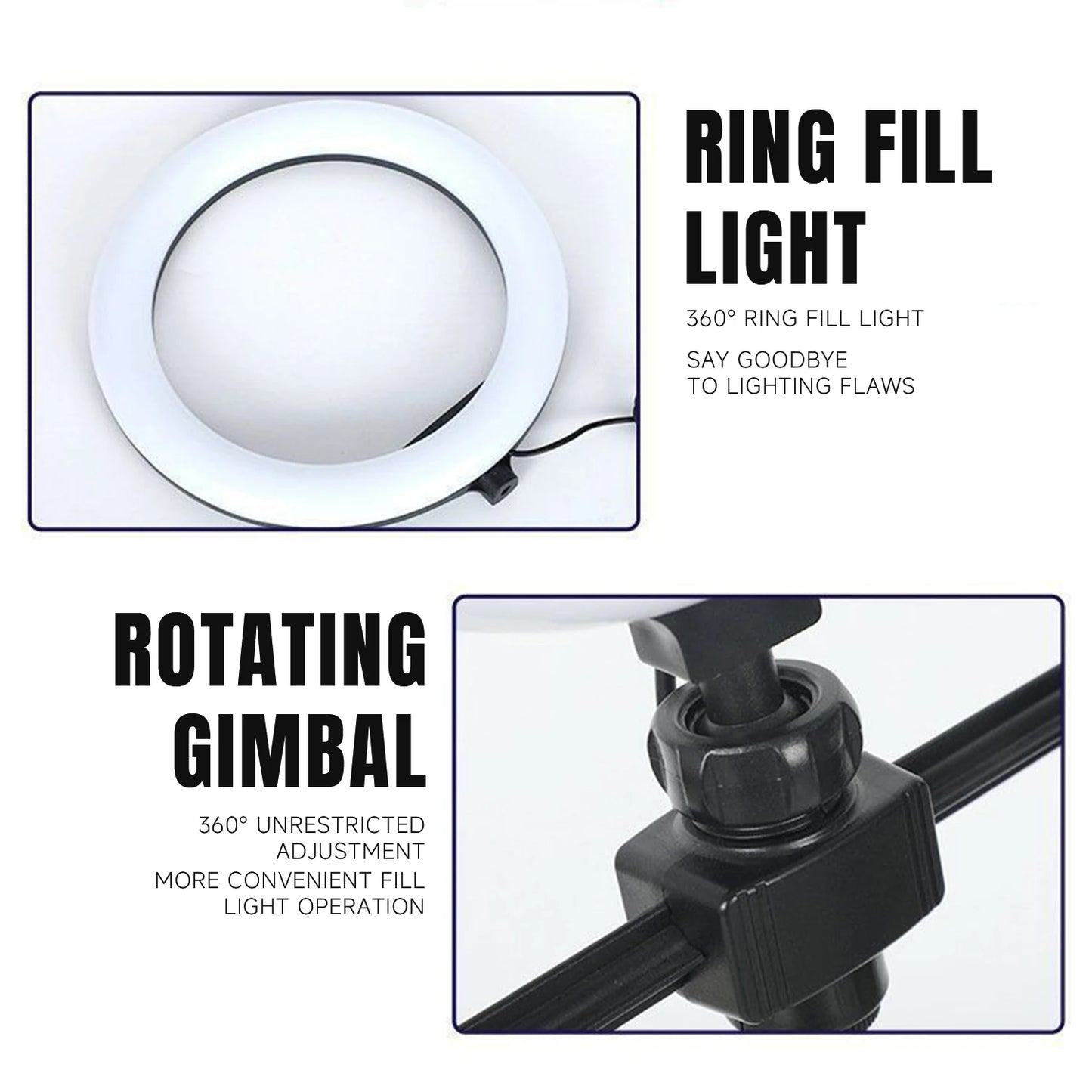 LED Selfie Ring Lighting Photographic double mobile phone stand Live TK platform multi-function photo with lighting stand