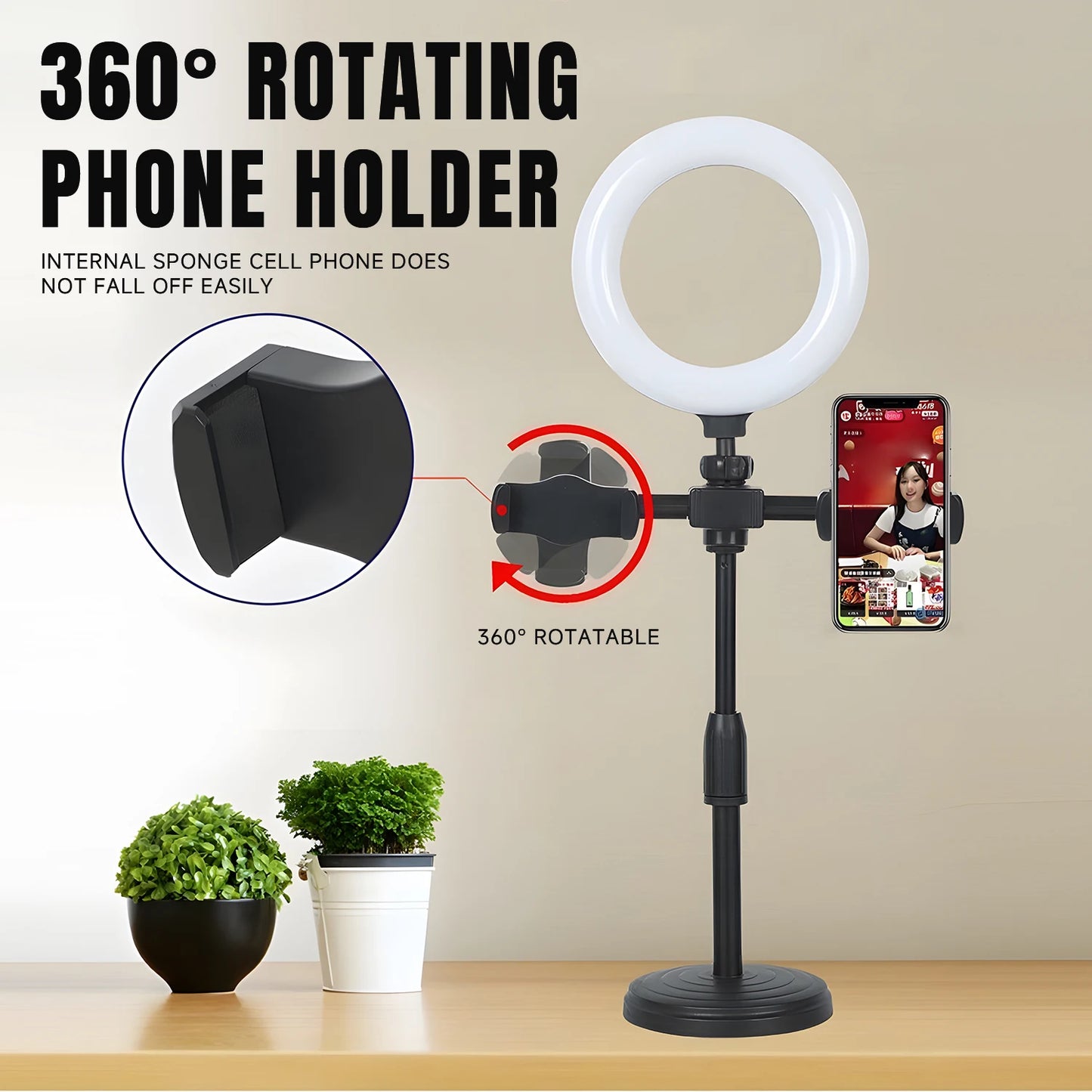 LED Selfie Ring Lighting Photographic double mobile phone stand Live TK platform multi-function photo with lighting stand