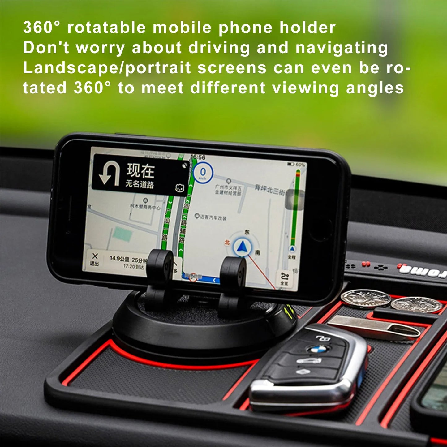 4-in-1 Car Anti-Slip Phone Holder with Parking Plate