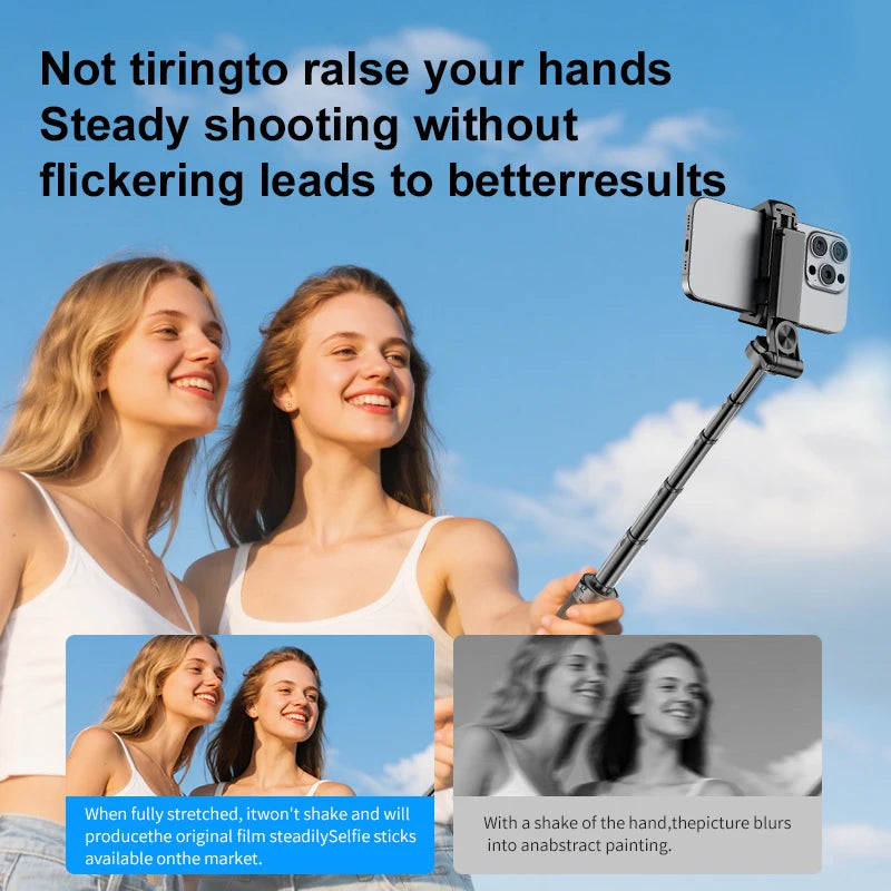 Mini Pocket Tripod Selfie Stick with 360° Phone Holder & Bluetooth Remote for Live Streaming & Vlogging