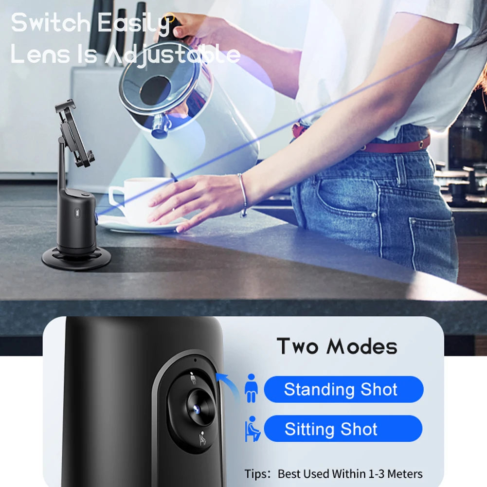 360° AI Smart Tracking Gimbal Stabilizer | Auto Face Recognition & Follow Mode | Handheld Selfie Stick for Smartphones