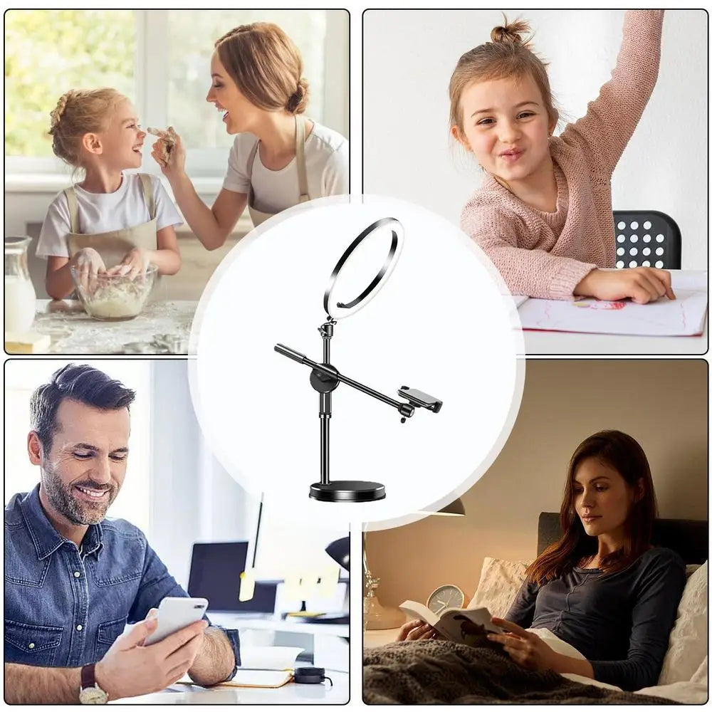 Selfie Ring Light With Stand Articulating Arm With Selfie Ring Light And Phone Holder Articulating Arm Camera Mount LED Video