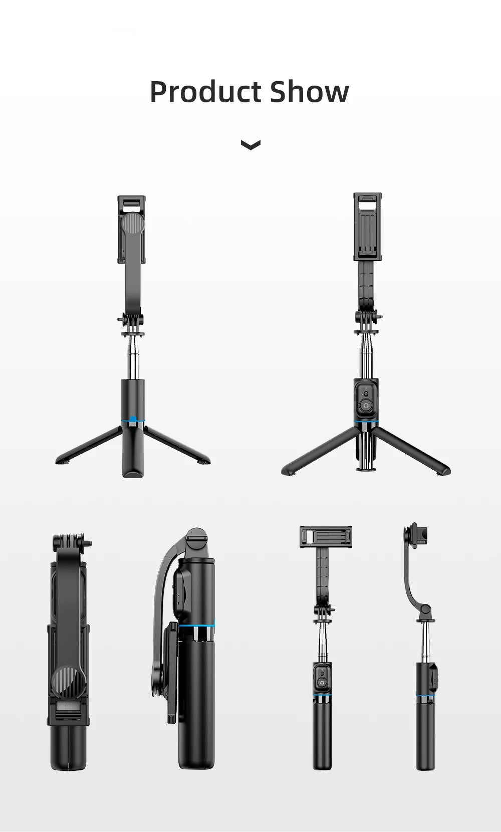 Adjustable Selfie Stick Tripod with LED Fill Light