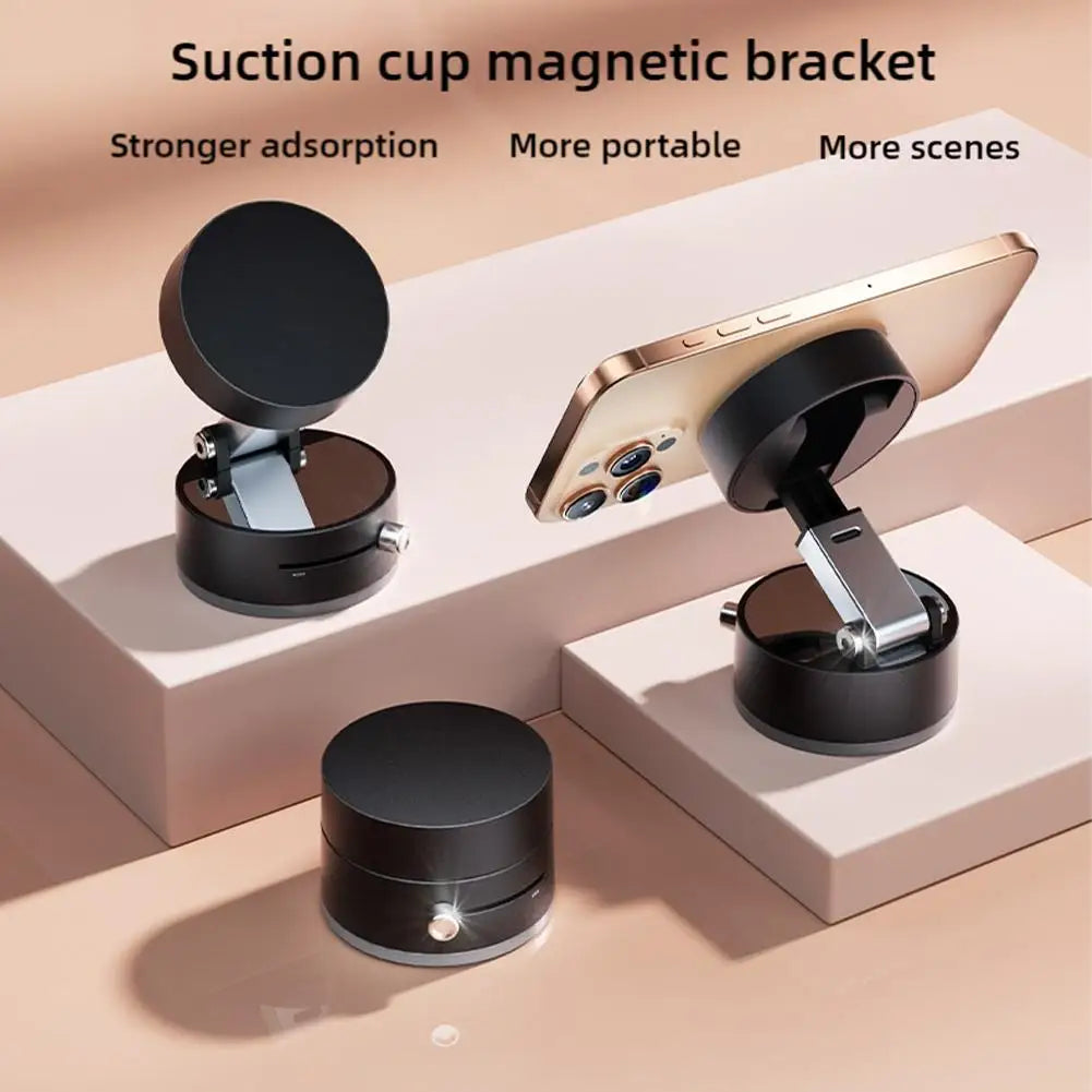 Vacuum Suction Cup Magnetic Car Phone Holder Double-Sided Foldable Magnetic Auto Phone Bracket For Car Interior Accessories