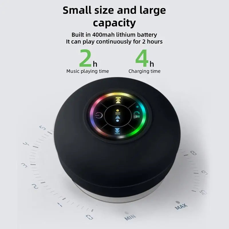 Waterproof Bluetooth Shower Speaker with LED Light