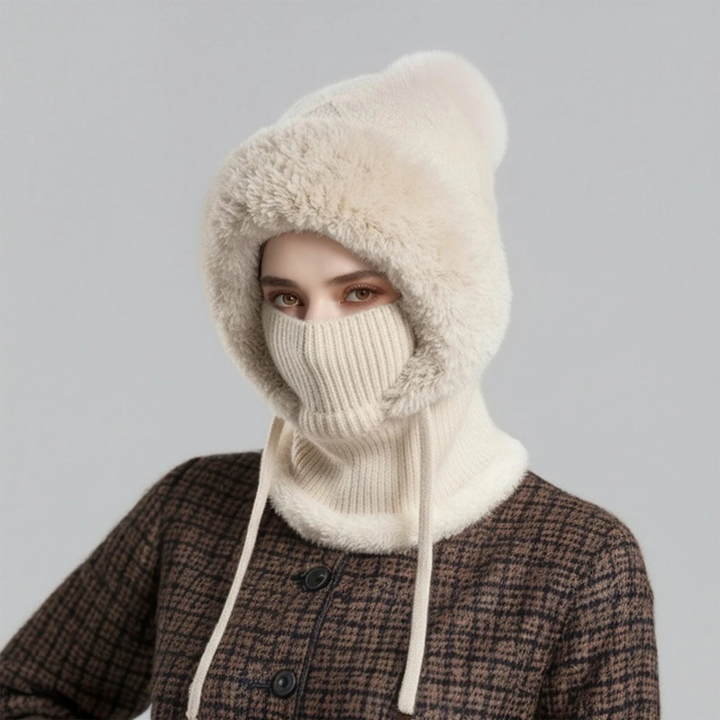Women’s Knit Hat Scarf with Plush Insulation