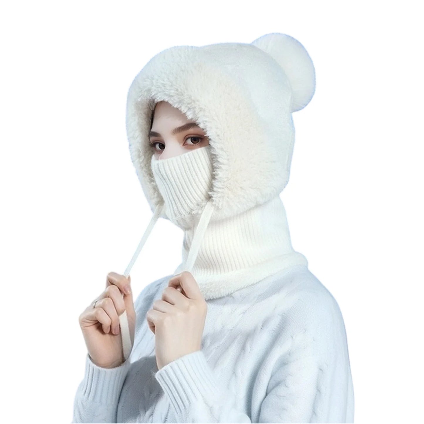 Women’s Knit Hat Scarf with Plush Insulation