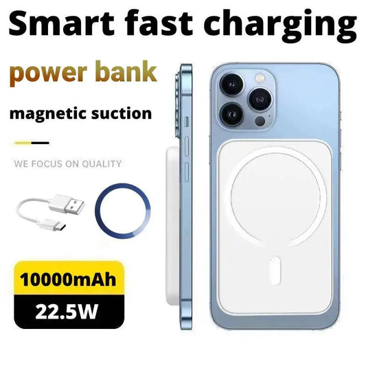 For MagSafe 5000/10000mAh magnetic wireless power bank, it is thin, light and portable, suitable for iPhone12-16 series fast cha