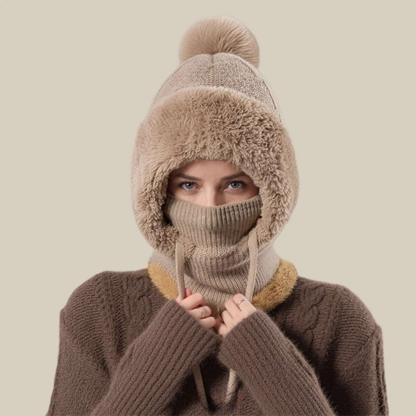 Women’s Knit Hat Scarf with Plush Insulation
