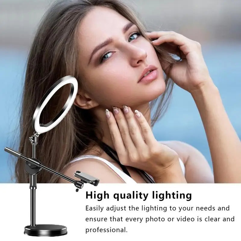Selfie Ring Light With Stand Articulating Arm With Selfie Ring Light And Phone Holder Articulating Arm Camera Mount LED Video