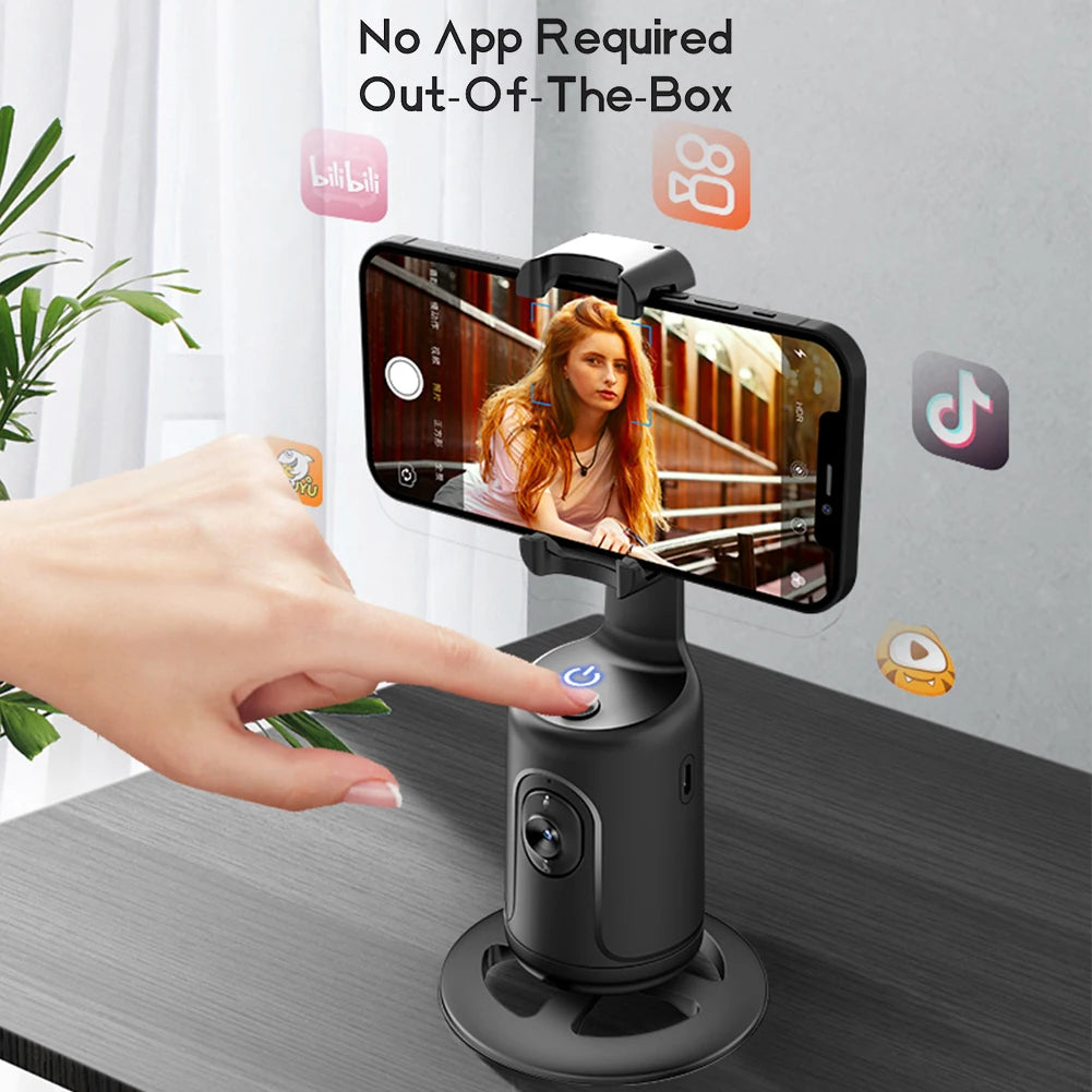 360° AI Smart Tracking Gimbal Stabilizer | Auto Face Recognition & Follow Mode | Handheld Selfie Stick for Smartphones