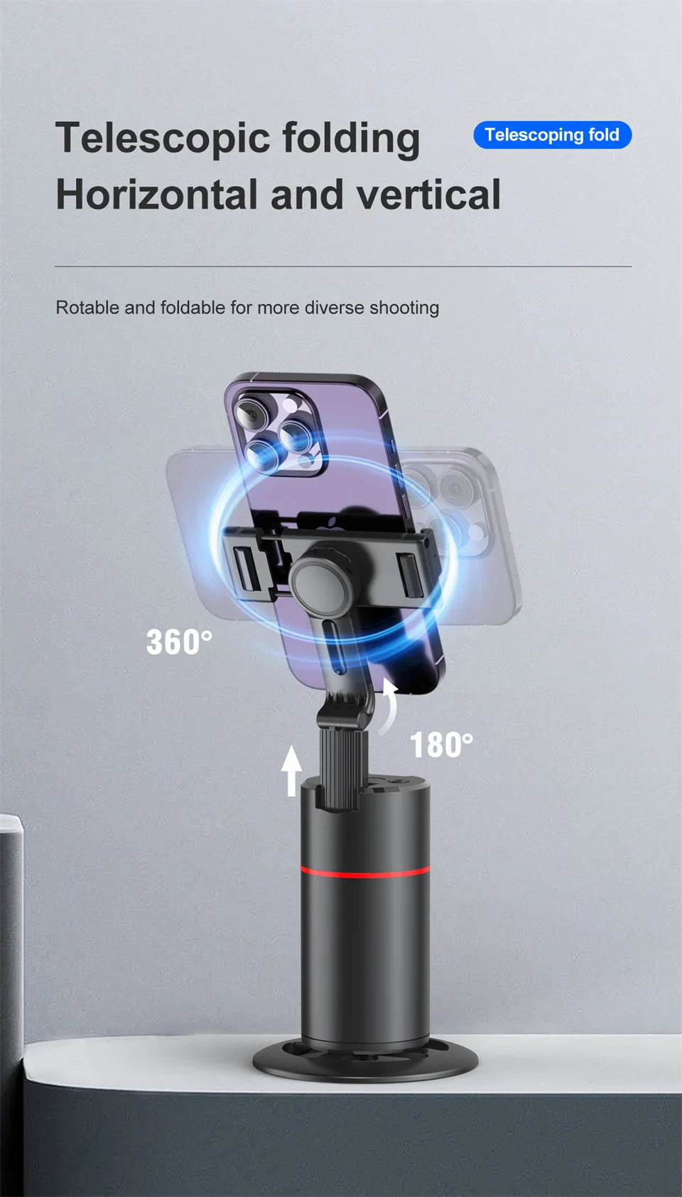 Face Tracking Gimbal tripod 360 Rotation 1.5M selfie stick and Light Stabilizer Selfie Desktop for Tiktok Smartphone