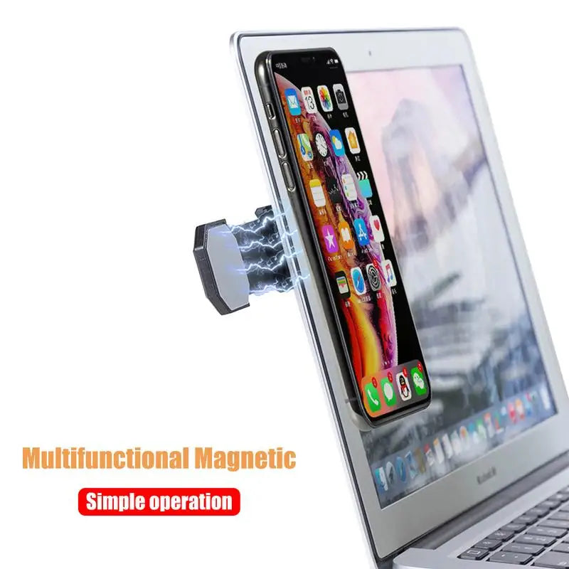 Magnetic Laptop Phone Holder – Sliding Dual Screen Mount for Smartphones &amp; Tablets