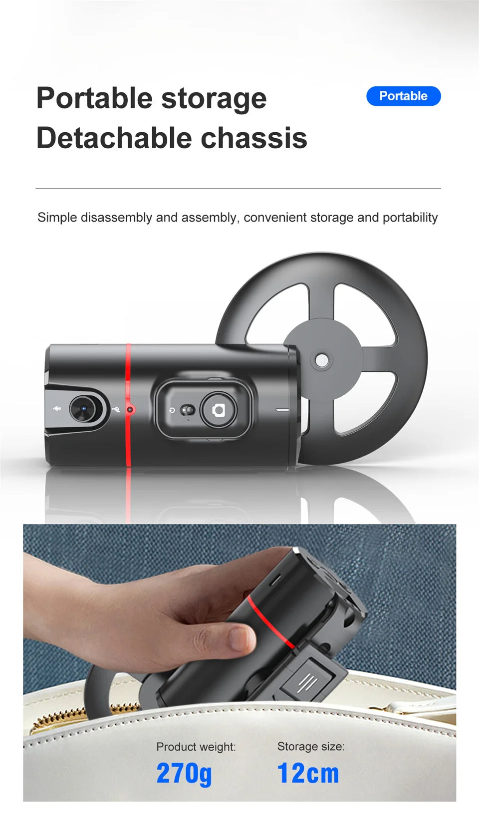 Face Tracking Gimbal tripod 360 Rotation 1.5M selfie stick and Light Stabilizer Selfie Desktop for Tiktok Smartphone