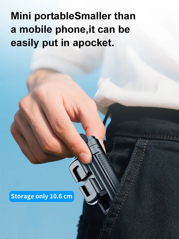 Mini Pocket Tripod Selfie Stick with 360° Phone Holder & Bluetooth Remote for Live Streaming & Vlogging