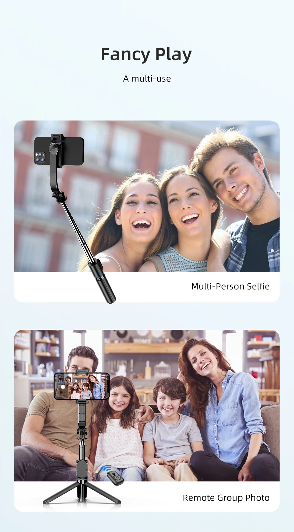 Adjustable Selfie Stick Tripod with LED Fill Light
