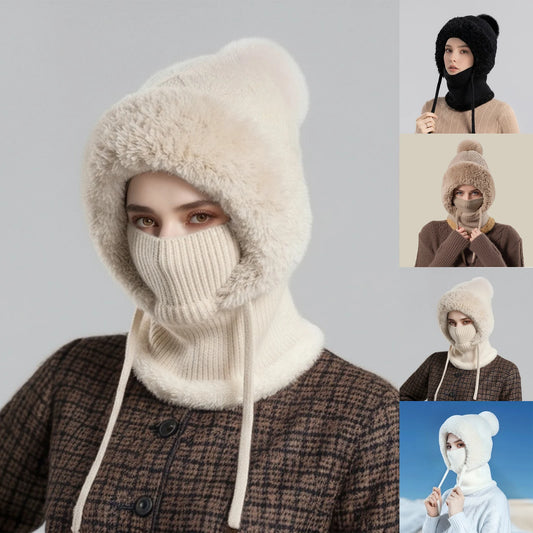 Women’s Knit Hat Scarf with Plush Insulation