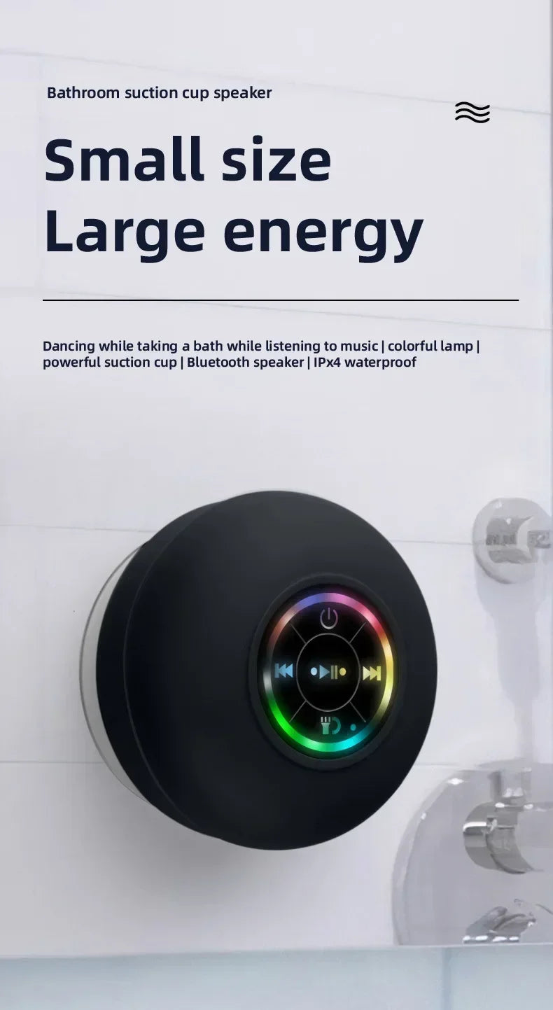 Waterproof Bluetooth Shower Speaker with LED Light