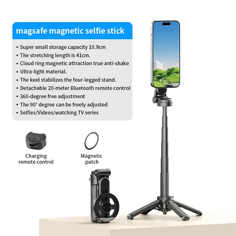 Mini Pocket Tripod Selfie Stick with 360° Phone Holder & Bluetooth Remote for Live Streaming & Vlogging