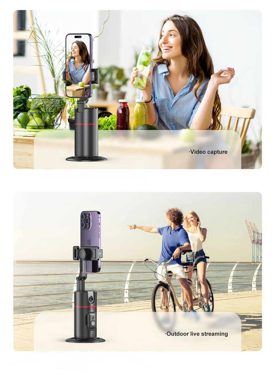 Face Tracking Gimbal tripod 360 Rotation 1.5M selfie stick and Light Stabilizer Selfie Desktop for Tiktok Smartphone