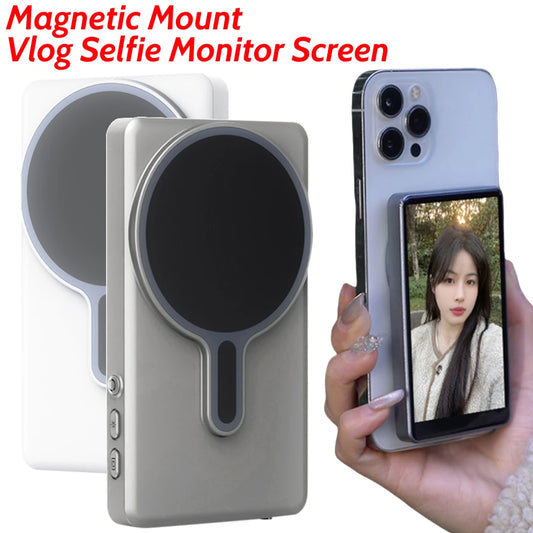 Wireless Monitor Screen Wireless Connection Selfie Monitor Screen Lightweight Magnetic Mount Back Screen for Vlog Live Stream