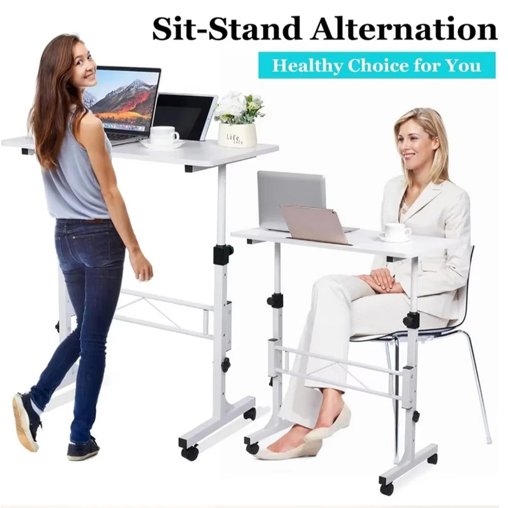 Small Mobile Standing Desk, Adjustable Height Rolling Desk Small Computer Desk Stand Up Desk With Wheels For Home Office School