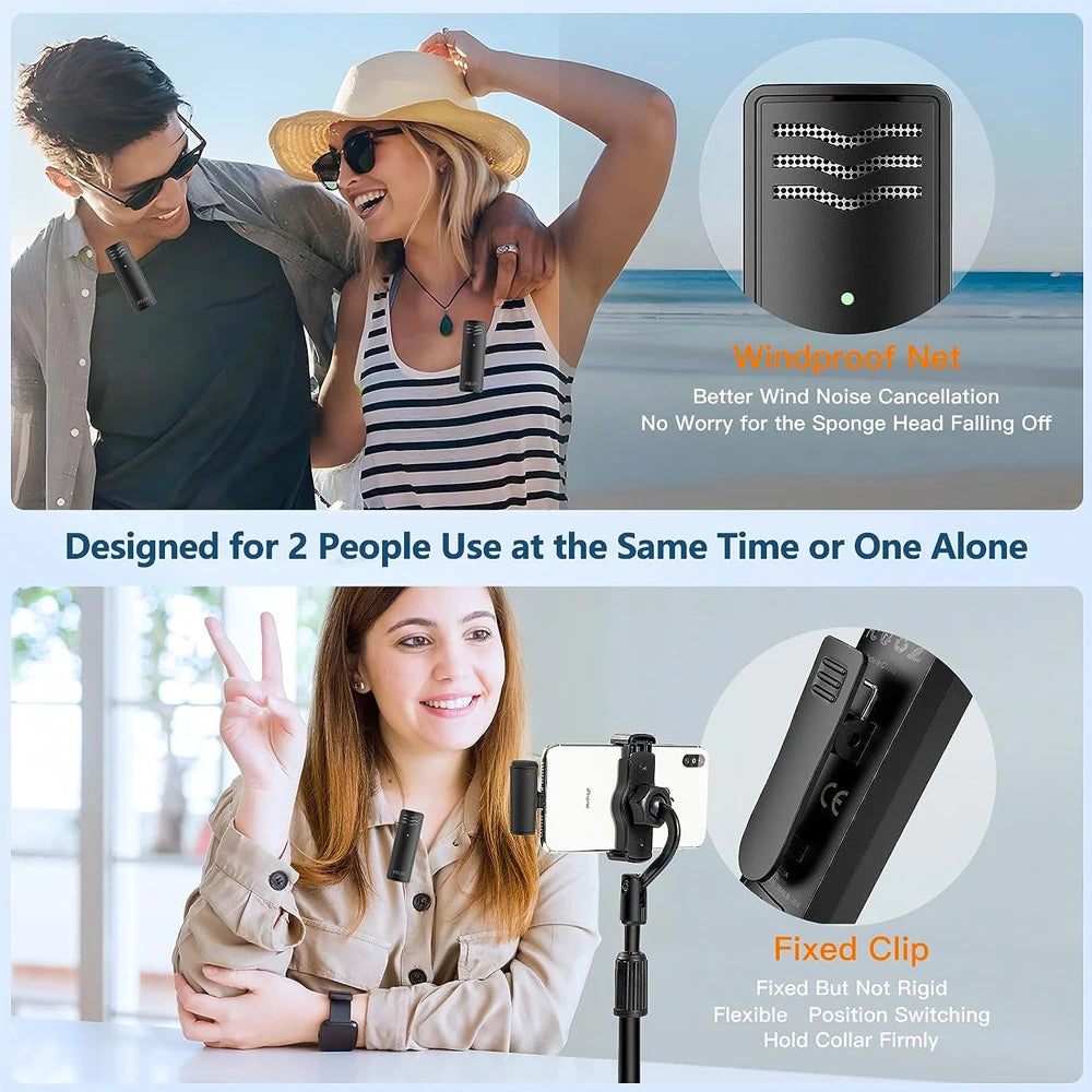 Wireless Lavalier Microphone for iPhone Live Streaming