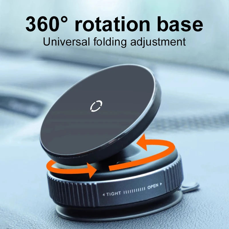 Magnetic Vacuum Car Phone Holder | 360° Rotating Suction Cup Mount | Strong Grip for iPhone & More
