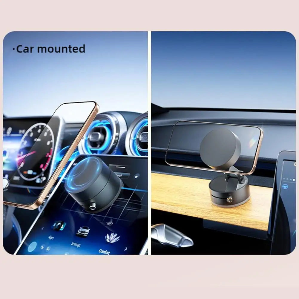 Vacuum Suction Cup Magnetic Car Phone Holder Double-Sided Foldable Magnetic Auto Phone Bracket For Car Interior Accessories