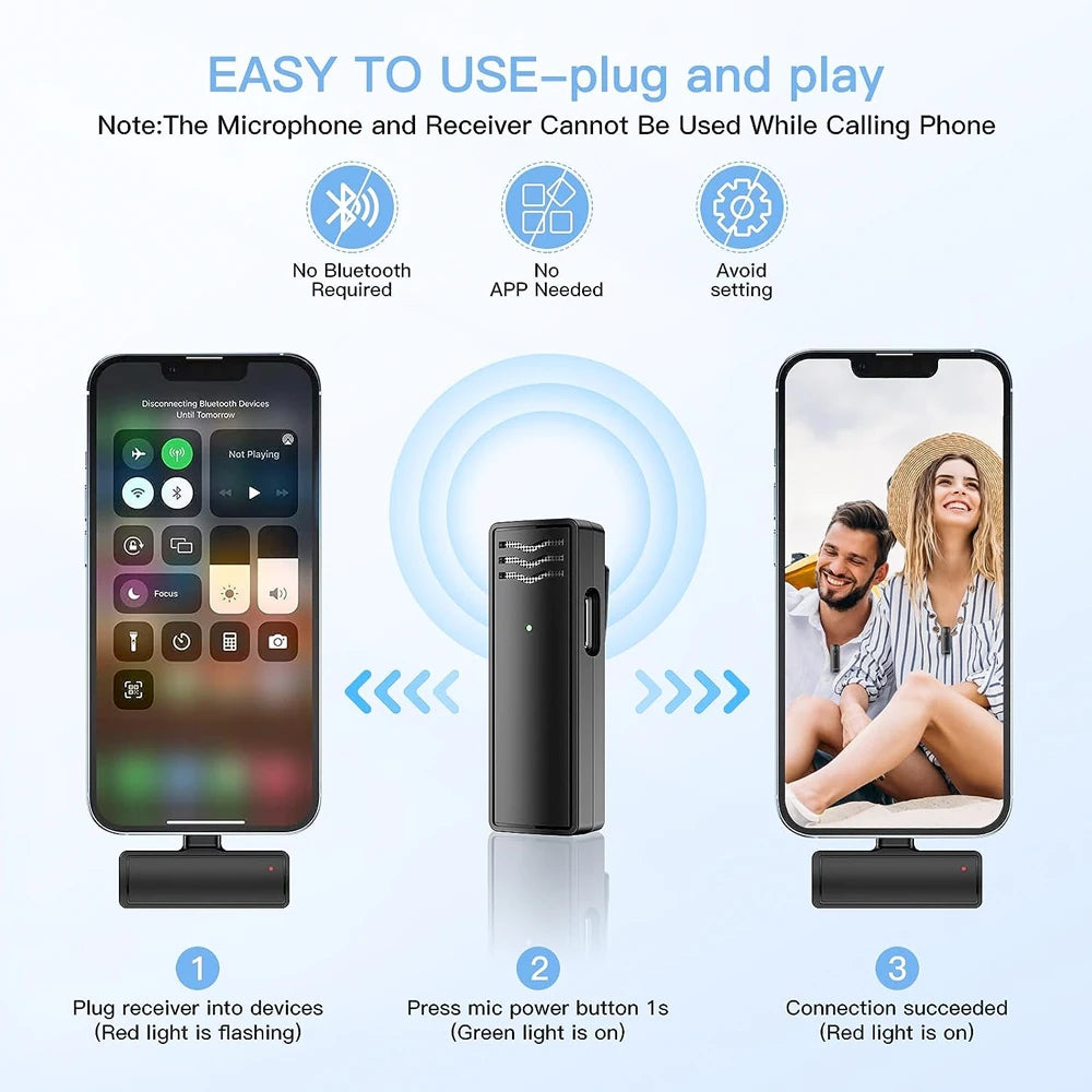 Wireless Lavalier Microphone for iPhone Live Streaming
