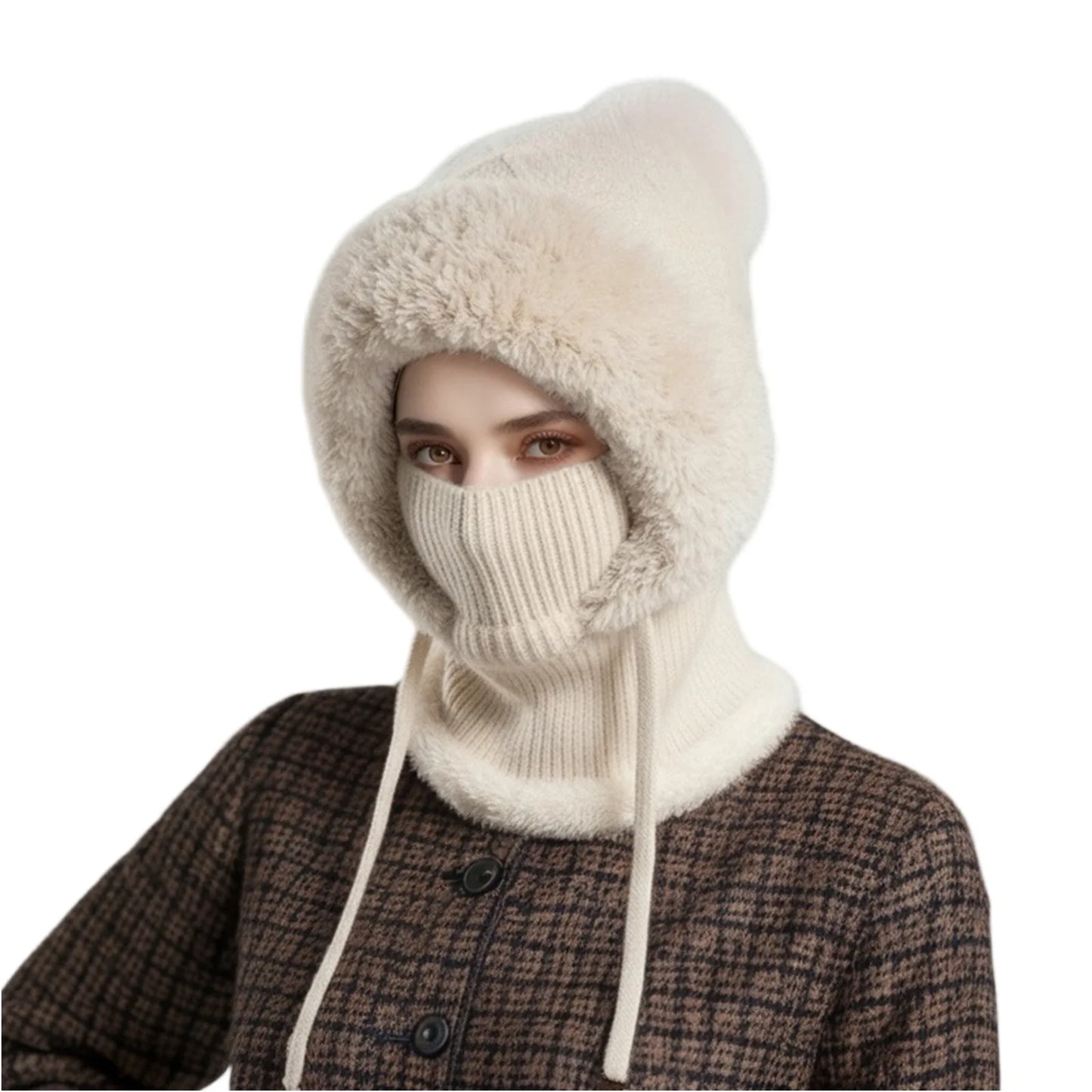 Women’s Knit Hat Scarf with Plush Insulation
