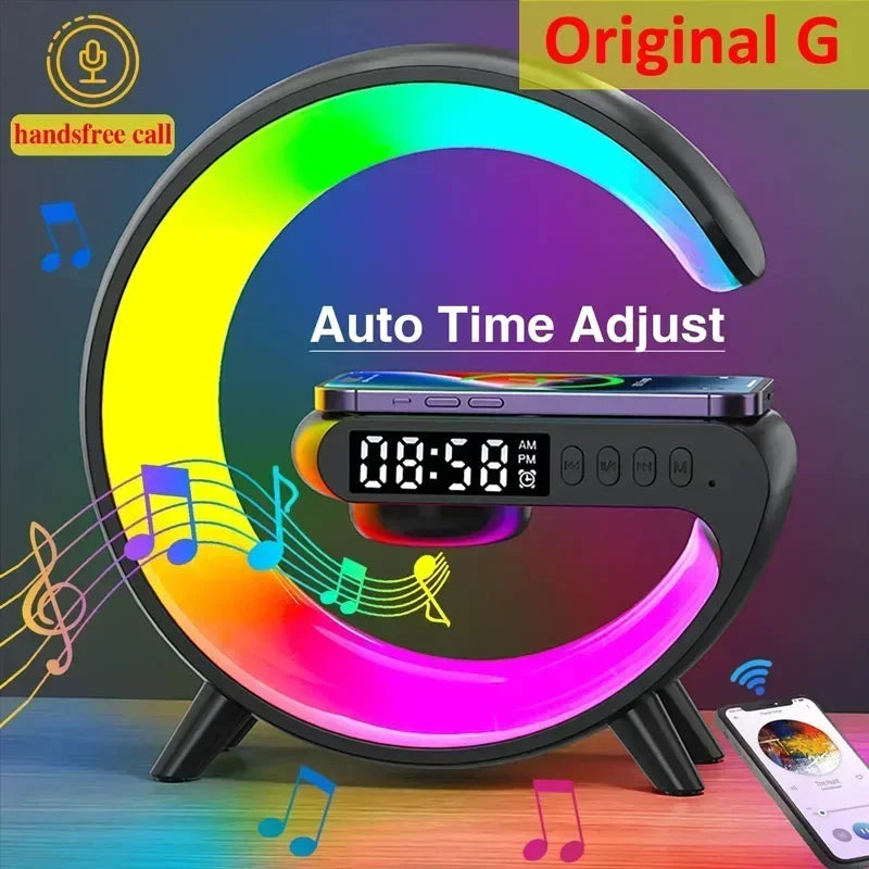 Wireless Charging Alarm Clock with Bluetooth Speaker & RGB Light