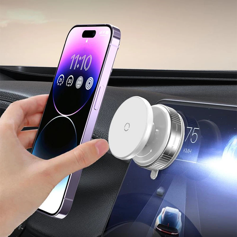 Magnetic Vacuum Car Phone Holder | 360° Rotating Suction Cup Mount | Strong Grip for iPhone & More