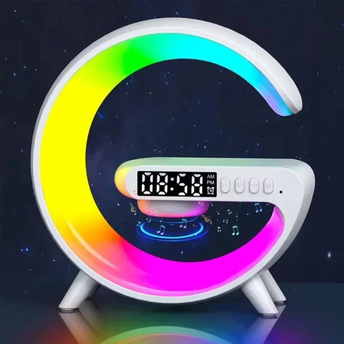 3-in-1 Wireless Charger Stand with Speaker & RGB Night Light