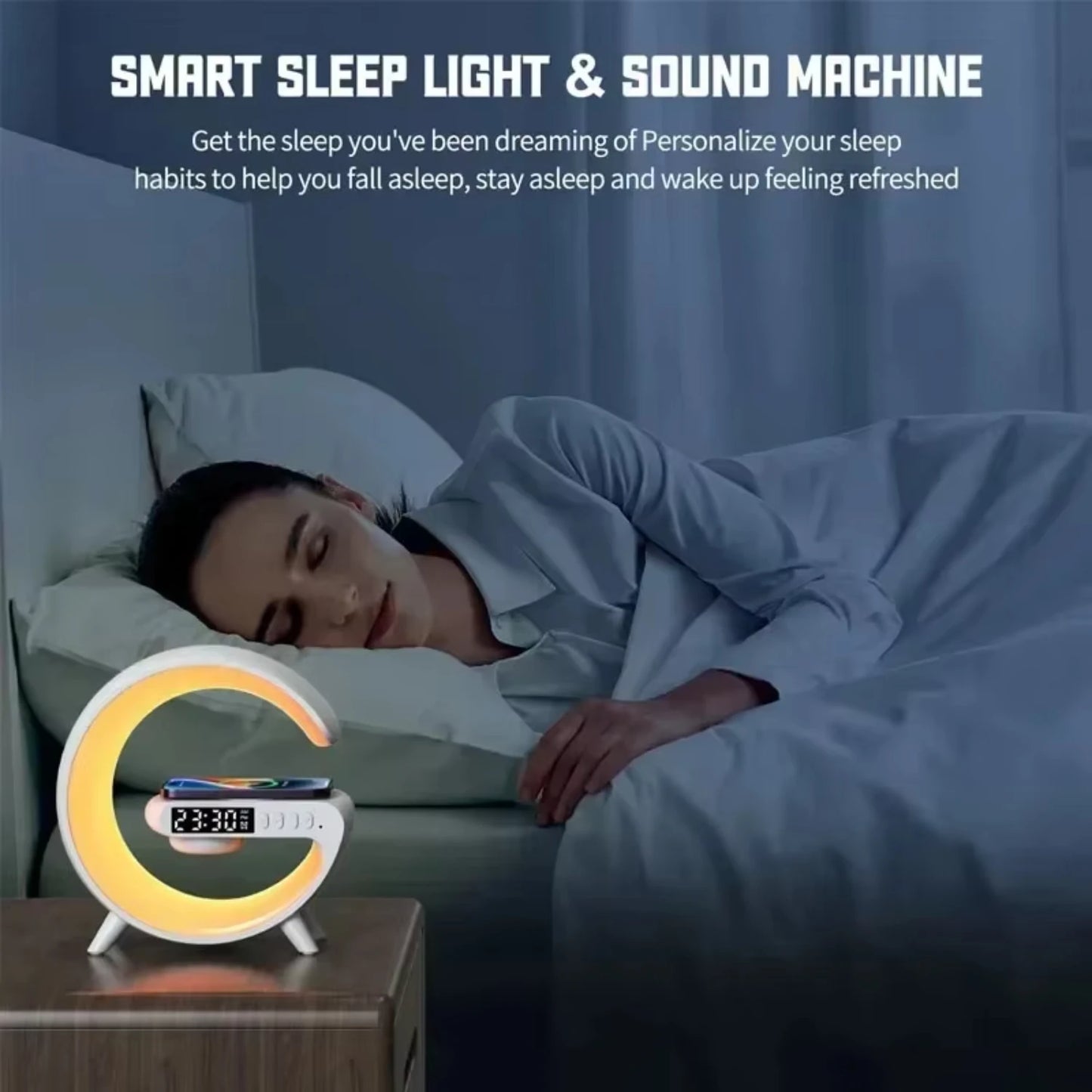 3-in-1 Wireless Charger Stand with Speaker & RGB Night Light