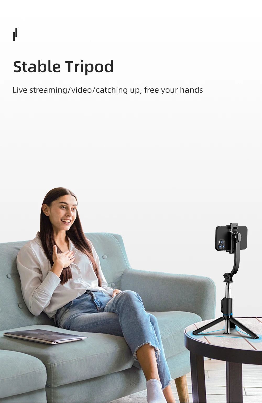 Adjustable Selfie Stick Tripod with LED Fill Light