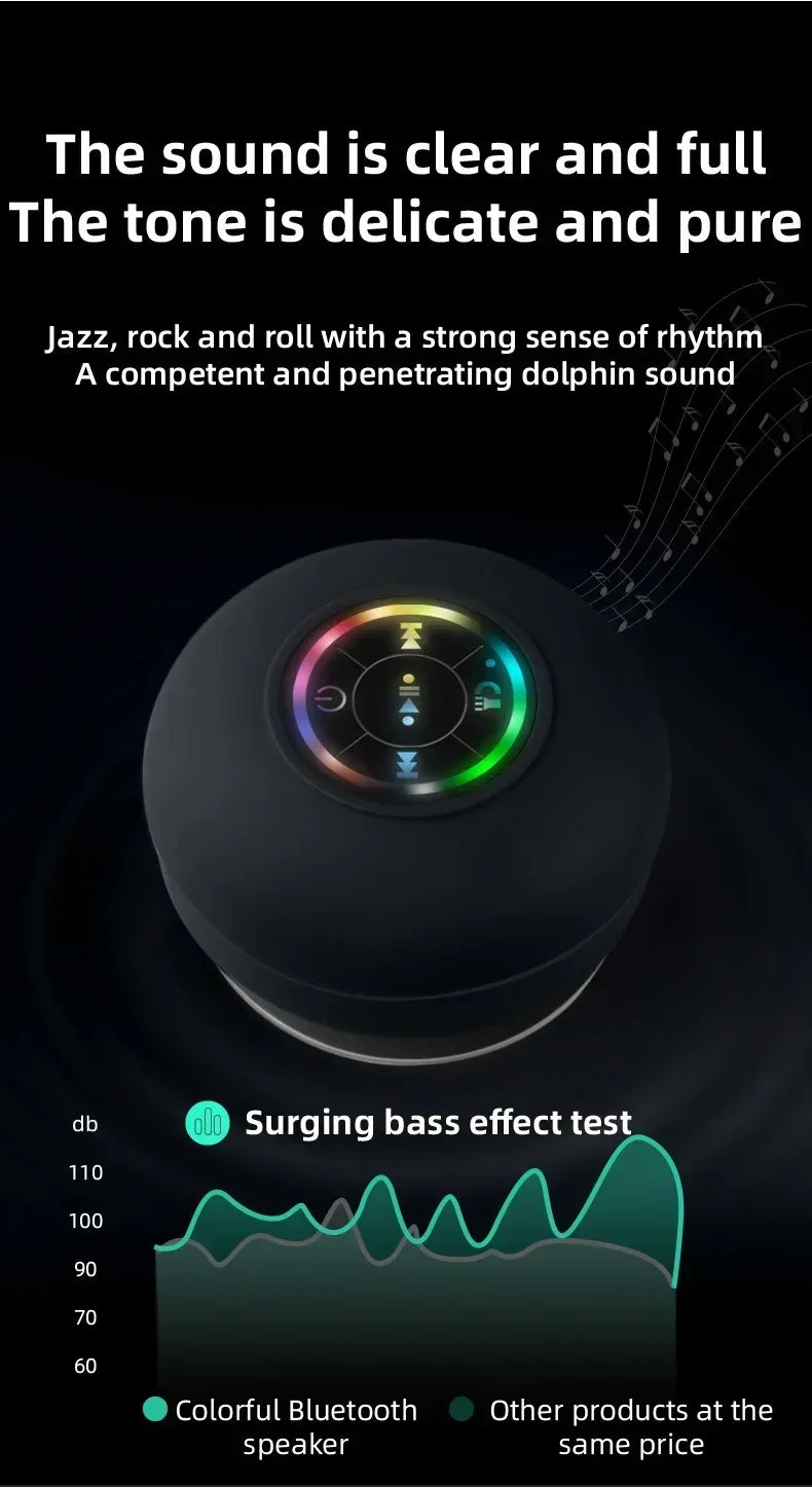 Waterproof Bluetooth Shower Speaker with LED Light