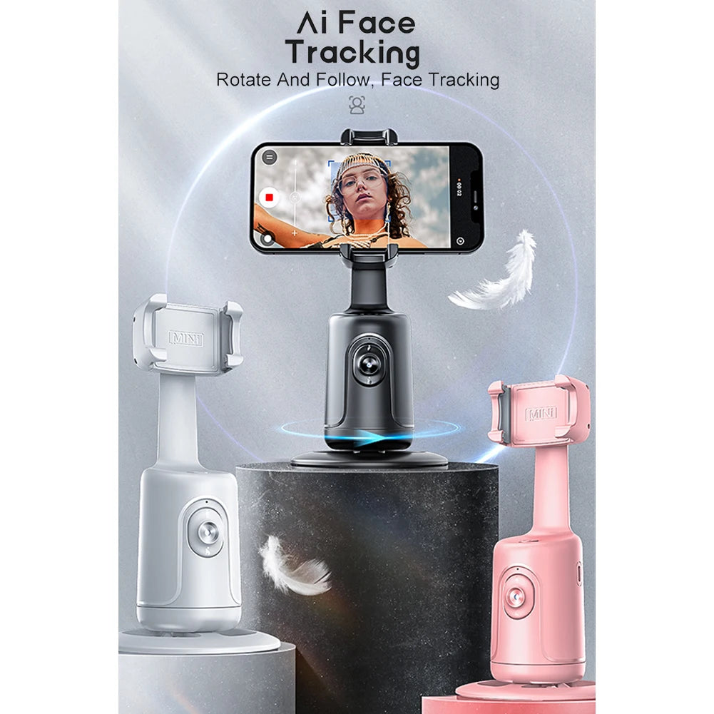 360° AI Smart Tracking Gimbal Stabilizer | Auto Face Recognition & Follow Mode | Handheld Selfie Stick for Smartphones