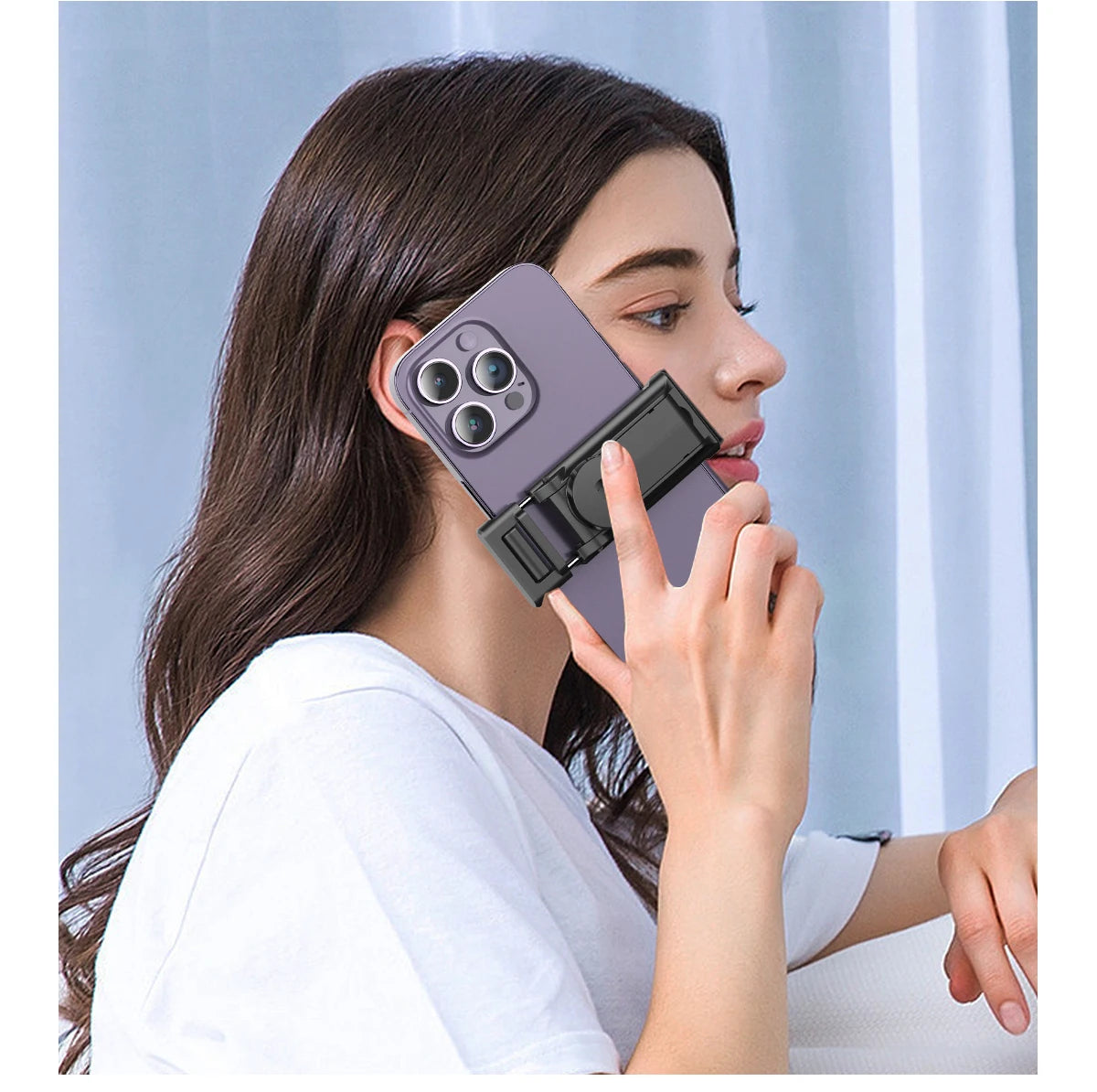 Selfieshow P02 AI Tracking Gimbal – 360° Rotation Automatic Face Tracking Stabilizer with Detachable Phone Clip & Remote