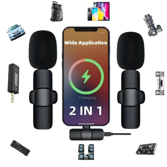 GAMINJA Wireless Lavalier Microphone Portable Audio Video Recording Mini Mic   Android Live Broadcast Gaming Phone Mic1