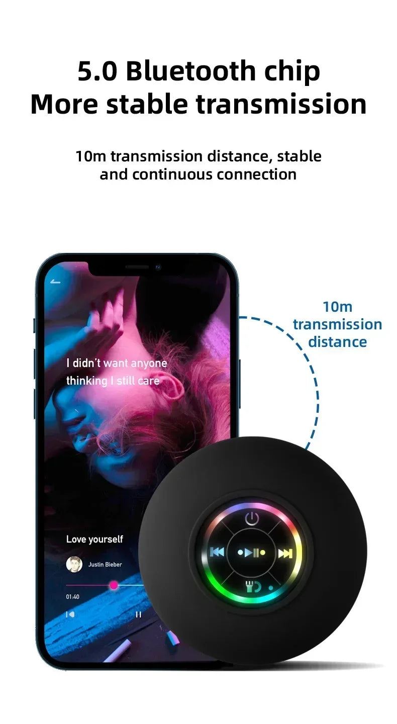 Waterproof Bluetooth Shower Speaker with LED Light