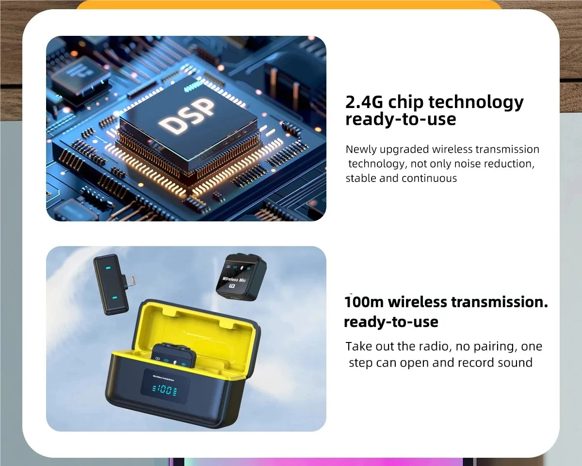 2025 Wireless Lavalier Microphone Noise Reduction Audio Video Recording Microphone For Tiktok Live Broadcast With Charging Box