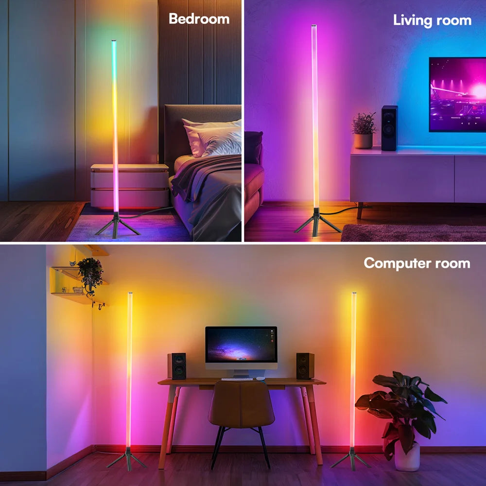 RGB wall floor atmosphere tube with light stand, USB-powered LED video light stick, DJ lighting, dance club and photography ligh